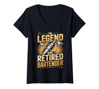 Women's The Legend Has Retired Bartender Mixologist V-Neck T-Shirt