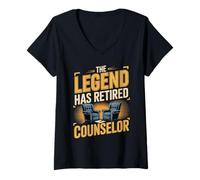 Women's The Legend Has Retired Counselor Therapist V-Neck T-Shirt