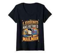 Women's The Legend Has Retired Mailman Mail Carrier V-Neck T-Shirt