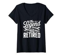 Womens The Legend Has Retired Mechanic Retirement V-Neck T-Shirt