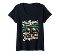 Womens The Legend Has Retired Now It's 5o'clock Everywhere Retired V-Neck T-Shirt