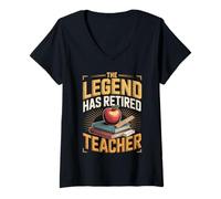 Women's The Legend Has Retired Teacher Educator V-Neck T-Shirt