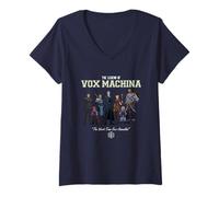Womens The Legend of Vox Machina Group with Varsity Logo V-Neck T-Shirt