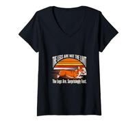 Women's The Legs are Not The Limit Legs are Surprisingly Fast Corgi V-Neck T-Shirt