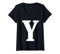 Womens The Letter Y Fun Big and Bold for Events Family Teams Groups V-Neck T-Shirt