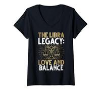 Womens The Libra Legacy Love and Balance Libra V-Neck T-Shirt