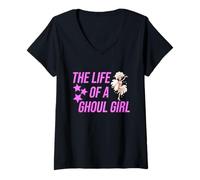 Womens The Life of a Ghoul Girl V-Neck T-Shirt
