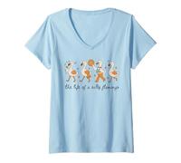 Womens The Life of a Silly Flamingo Funny Trendy Halloween Meme V-Neck T-Shirt