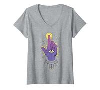 Womens The Light Is Within You Eye Hand Occult Witchcore Aesthetic V-Neck T-Shirt