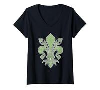 Women's The Lily of Florence Fleur De Lis Firenze Italian Pride V-Neck T-Shirt