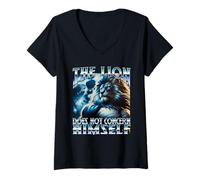 Women's The Lion Does NOT Concern Himself Meme Funny Cringe Unhinged V-Neck T-Shirt
