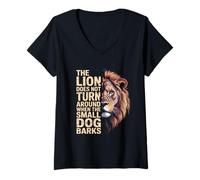 Womens The Lion Does Not Turn Around When The Small Dog Barks V-Neck T-Shirt