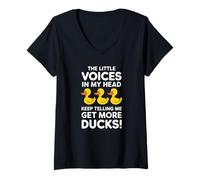Womens The Little Voices in My Head Keep Telling Me Get More Ducks V-Neck T-Shirt