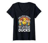 Womens The Little Voices Keep Telling Me to Get More Ducks V-Neck T-Shirt