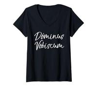 Womens The Lord be With You Latin Phrase Mass Gift Dominus Vobiscum V-Neck T-Shirt