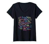 Womens The Lord Bless and Keep You - Numbers 6:24 Bible Verse Gift V-Neck T-Shirt