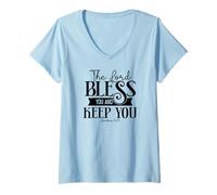 Womens The Lord Bless and Keep You - Numbers 6:24 Bible Verse Gift V-Neck T-Shirt