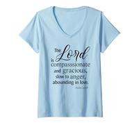 Womens The Lord is Compassionate and Gracious Psalm 103:8 Scripture V-Neck T-Shirt