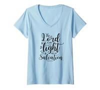Women's The Lord is My Light and My Salvation Psalm 27:1 V-Neck T-Shirt