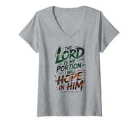 Women's The Lord is My Portion - I Will Hope in Him V-Neck T-Shirt