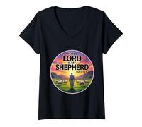 Womens The Lord is My Shepherd Christian Bible Verse Psalm 23:1 God V-Neck T-Shirt