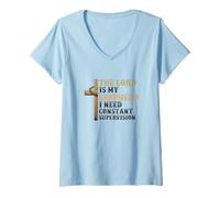 Women's The Lord is My Shepherd I Need Constant Supervision Faith V-Neck T-Shirt