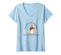 Women's The Lord is My Shepherd I Need Constant Supervision Faith V-Neck T-Shirt