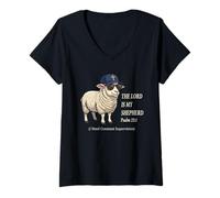 Women's The Lord is My Shepherd I Need Constant Supervision Psalm V-Neck T-Shirt