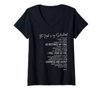 Women's The Lord is My Shepherd Psalm 23 Sheep Lamb V-Neck T-Shirt