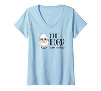 Women's The Lord is My Shepherd Psalm 23 Sheep Lamb V-Neck T-Shirt