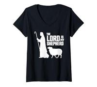Womens The Lord is My Shepherd Psalms 23:1 Bible Verse Christians V-Neck T-Shirt