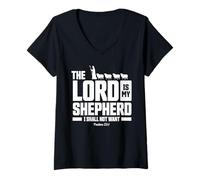 Womens The Lord is My Shepherd Psalms 23:1 Scripture Christians V-Neck T-Shirt