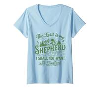 Women's The Lord is My Shepherd Psalms Christian V-Neck T-Shirt