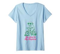 Women's The Lord is My Shepherd Sheep Riding Bicycle V-Neck T-Shirt