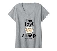 Womens The Lost Sheep Bible Quote - Luke 15 3 7 V-Neck T-Shirt