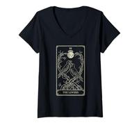 Womens The Lovers Tarot - Celestial Raven Romance Art V2 V-Neck T-Shirt