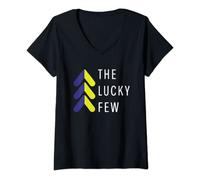 Womens The Lucky Few Down Syndrome Awareness Month 3 Arrow Support V-Neck T-Shirt