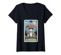 Womens The Magician Tarot Card Fly Agaric Amanita Muscaria Mushroom V-Neck T-Shirt