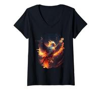 Women's The Majestic Rise of the Epic Phoenix V-Neck T-Shirt