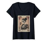 Womens The Mama Mommy Tarot Card Skeleton Happy Mother's Day Mom V-Neck T-Shirt