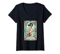 Women's The Mama Retro Mama Floral Mother for Coffee Lovers V-Neck T-Shirt