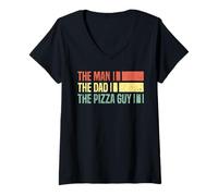 Women's The Man The Dad The Pizza Guy Funny Father Identity V-Neck T-Shirt