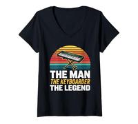 Womens The Man The Keyboarder The Legend Musician V-Neck T-Shirt