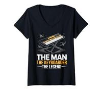 Womens The Man The Keyboarder The Legend Musician V-Neck T-Shirt