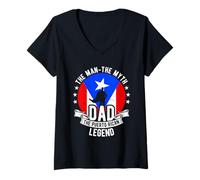 Women's The MAN-The Myth DAD The Puerto Rican Legend V-Neck T-Shirt