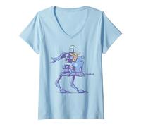 Women's The Mandalorian and Grogu Mando & The Child On AT-RT Walker V-Neck T-Shirt