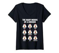 Womens The Many Moods of a Chicken for Chicken Lovers - Funny Farm V-Neck T-Shirt