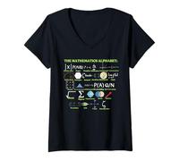 Womens The Mathematics Alphabet, Cool Science and Physics V-Neck T-Shirt