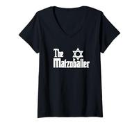 Womens The Matzo Baller Jewish Matzo Ball Party Passover Matzah V-Neck T-Shirt