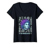 Women's The Medusa Effect Greek Mythology Gorgon Statue Stone Snake V-Neck T-Shirt